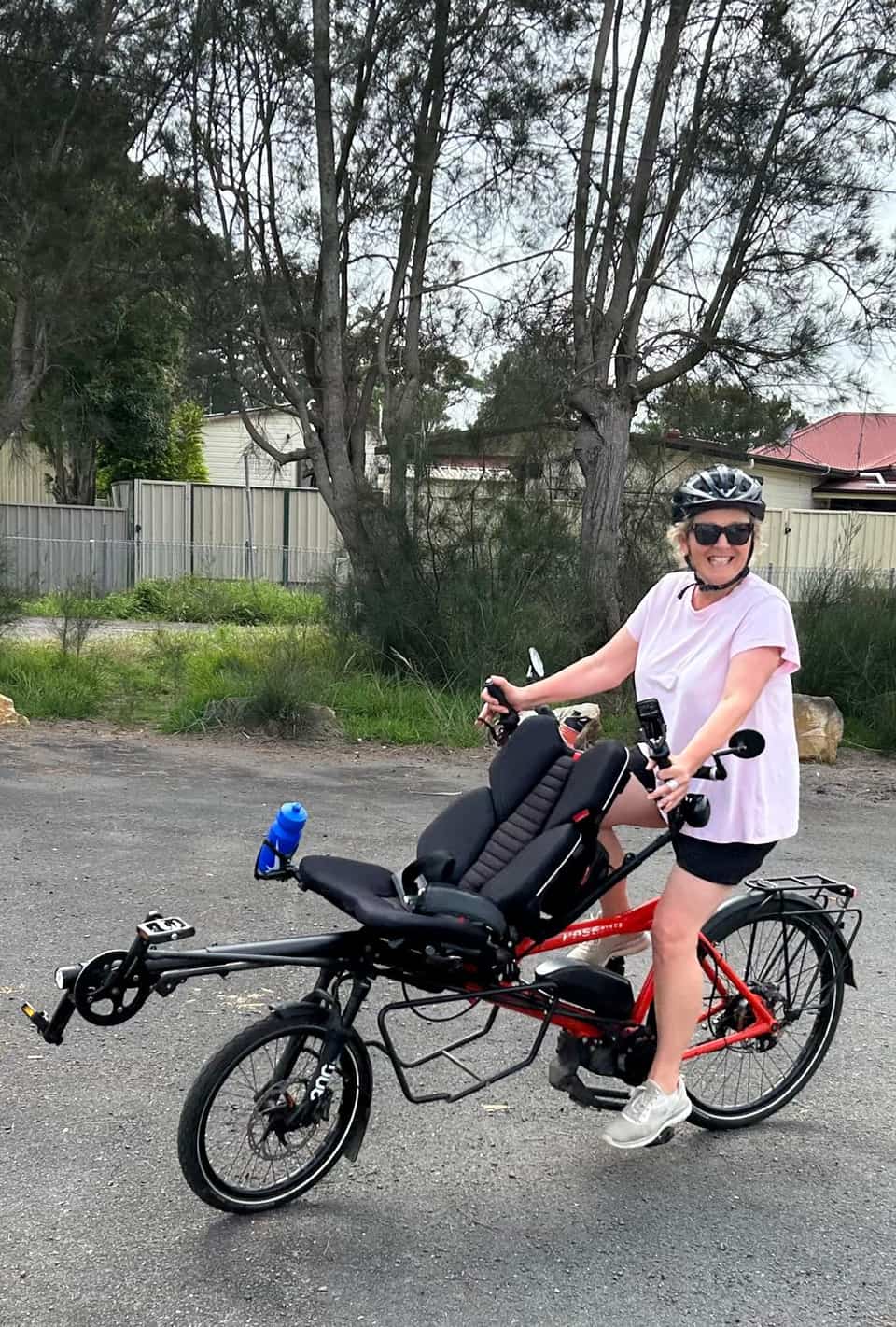 Adele doing pilot training on a Pino tandem.